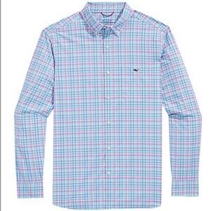 Vineyard Vines Classic Tucker Shirt Plaid Blue Purple Button Down Shirt Sz Large